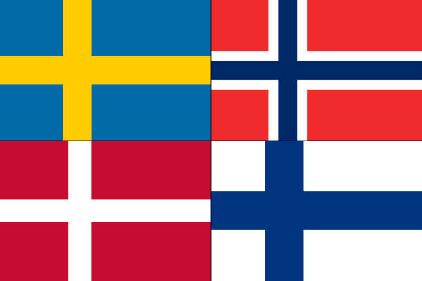 set of flag. Sweden, Norway, Denmark, Finland - icon